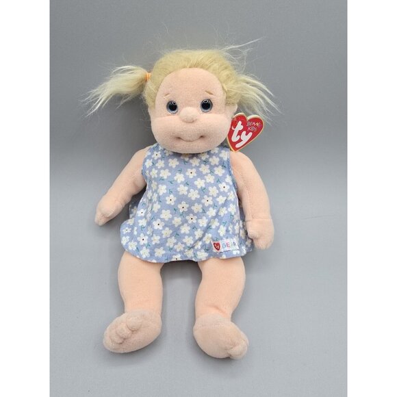 Ty Beanie Kids ANGEL 11" Doll Toy Blonde Hair Blue Floral Dress 2000 Vintage Tag - Picture 1 of 8